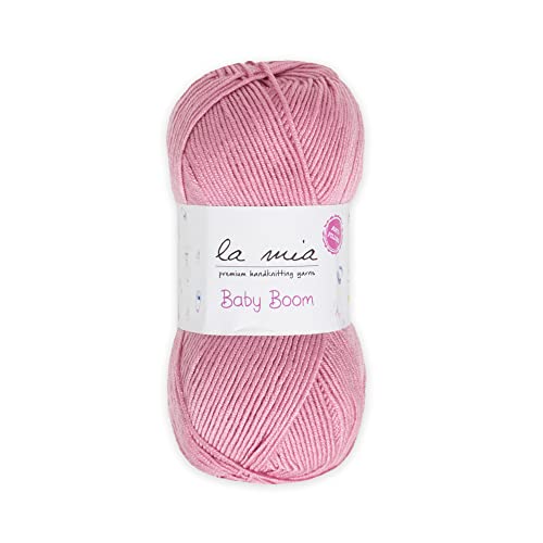 1 Knäuel La Mia Baby Boom, 100% Antipilling Acryl Garn zum Stricken und Häkeln zum Stricken und Häkeln, 100g (3.5oz)/250m, Gewicht 3: Light-Dk, Dried Rose - 1763 von La Mia