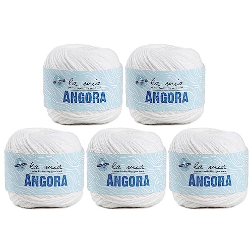 5 Knäuel La Mia Angora Wolle, insgesamt 250 g, je 50 g, 125 m, 15 % Angora, Light-Dk Premium Garne, Weiß - L001 5 Knäuel La Mia Angora Wolle, insgesamt 250 g, je 50 g, 125 m, 15 % Angora, Light-Dk Premium Garne, Weiß - L001 von La Mia