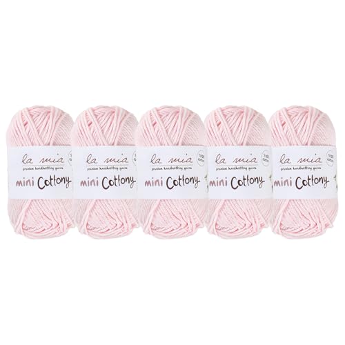 La mia Mini Cottony L007 Mini-Garn, 100 % Baumwolle, insgesamt 25 g je 60 m, Hell, Dk, Pink von La Mia