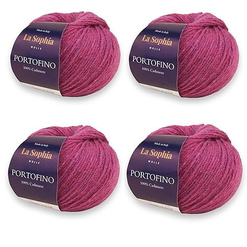 La Sophia Wolle |100% Kaschmir Portofino - 100g set (4x25g) Kaschmir Wolle zum Stricken oder Häkeln Nädelstärke:3-4,5mm (PF2664 Rosa) von La Sophia WOLLE