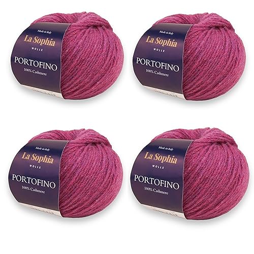 La Sophia Wolle |100% Kaschmir Portofino - 100g set (4x25g) Kaschmir Wolle zum Stricken oder Häkeln Nädelstärke:3-4,5mm (PF2664 Rosa) von La Sophia WOLLE