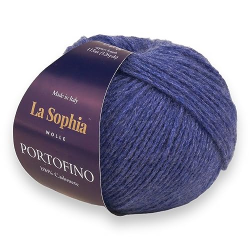 La Sophia Wolle |100% Kaschmir Portofino |25g Kaschmir Wolle zum Stricken oder Häkeln (PF2121 Blau 2) von La Sophia WOLLE
