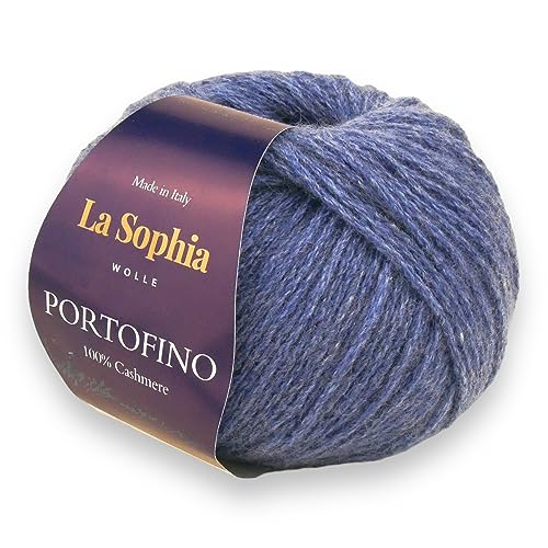 La Sophia Wolle |100% Kaschmir Portofino |25g Kaschmir Wolle zum Stricken oder Häkeln (PF2670 Blau 1) von La Sophia WOLLE
