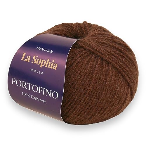 La Sophia Wolle |100% Kaschmir Portofino |25g Kaschmir Wolle zum Stricken oder Häkeln (PF2695 Braun) von La Sophia WOLLE