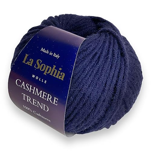 La Sophia Wolle | 100% Kaschmir Trend | 50g Kaschmire Wolle zum Stricken oder Häkeln (CT0081 Dunkelbla) von La Sophia WOLLE