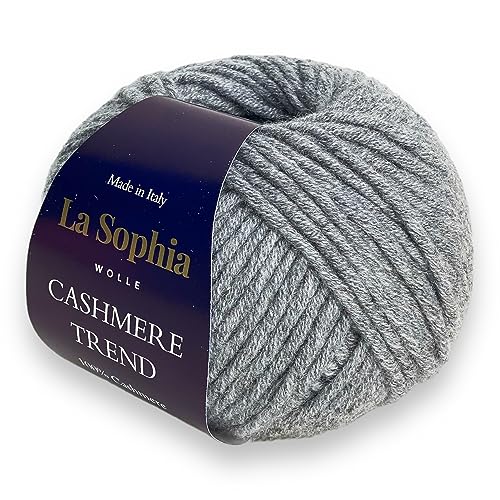 La Sophia Wolle | 100% Kaschmir Trend | 50g Kaschmire Wolle zum Stricken oder Häkeln (CT2559 Grau) von La Sophia WOLLE