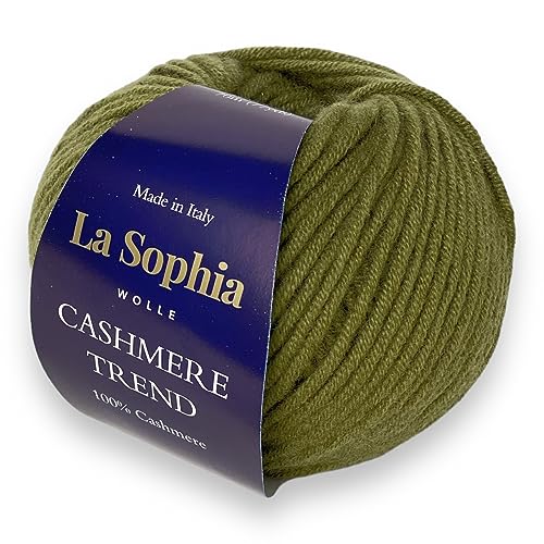 La Sophia Wolle | 100% Kaschmir Trend | 50g Kaschmire Wolle zum Stricken oder Häkeln (CT2797 Olivgrün) von La Sophia WOLLE