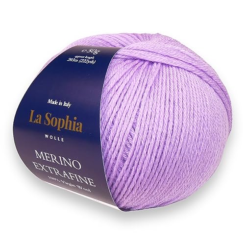 La Sophia Wolle | 100% Merino Extrafine | 50g Merino Wolle zum Stricken oder Häkeln (ME28786 Lila) von La Sophia WOLLE