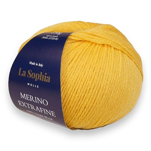 La Sophia Wolle | 100% Merino Extrafine | 50g Merino Wolle zum Stricken oder Häkeln (ME34203 Gelb) von La Sophia WOLLE