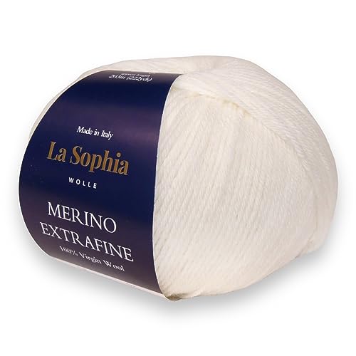 La Sophia Wolle | 100% Merino Extrafine | 50g Merino Wolle zum Stricken oder Häkeln (ME35496 Weiß) von La Sophia WOLLE