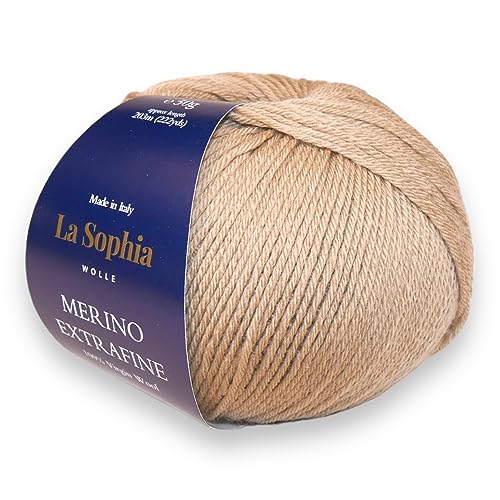 La Sophia Wolle | 100% Merino Extrafine | 50g Merino Wolle zum Stricken oder Häkeln (ME44466 Beige) von La Sophia WOLLE