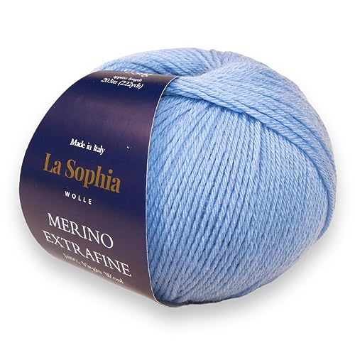 La Sophia Wolle | 100% Merino Extrafine | 50g Merino Wolle zum Stricken oder Häkeln (ME54106 Babyblau) von La Sophia WOLLE