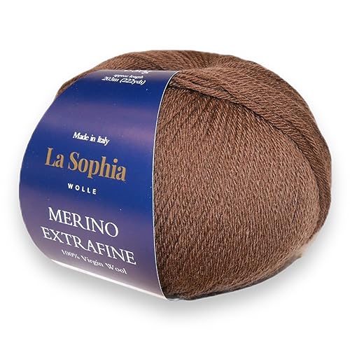 La Sophia Wolle | 100% Merino Extrafine | 50g Merino Wolle zum Stricken oder Häkeln (ME64962 Braun) von La Sophia WOLLE