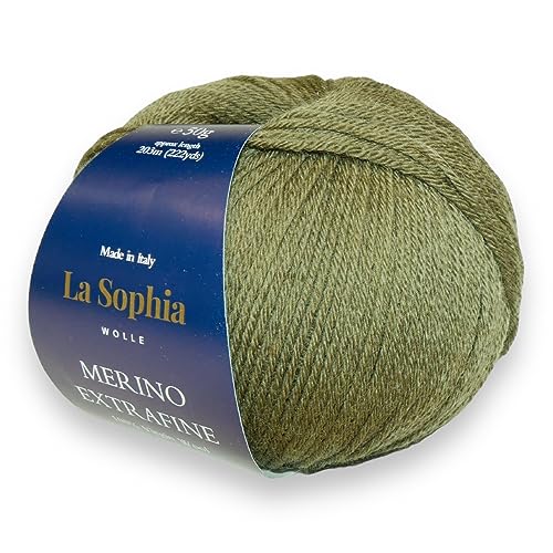 La Sophia Wolle | 100% Merino Extrafine | 50g Merino Wolle zum Stricken oder Häkeln (ME81321 Olivgrün) von La Sophia WOLLE