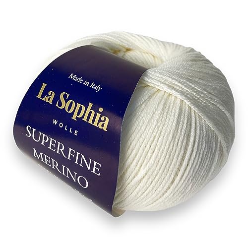 La Sophia Wolle |100% Merino Superfine (17 Mikrometer) |50g Merino Wolle zum Stricken oder Häkeln (SM0001 Weiß) von La Sophia WOLLE