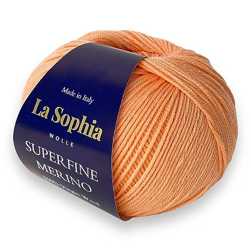 La Sophia Wolle |100% Merino Superfine (17 Mikrometer) |50g Merino Wolle zum Stricken oder Häkeln (SM0084 Lachs) von La Sophia WOLLE