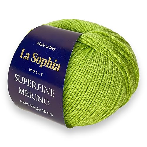 La Sophia Wolle |100% Merino Superfine (17 Mikrometer) |50g Merino Wolle zum Stricken oder Häkeln (SM0088 Apfelgrün) von La Sophia WOLLE