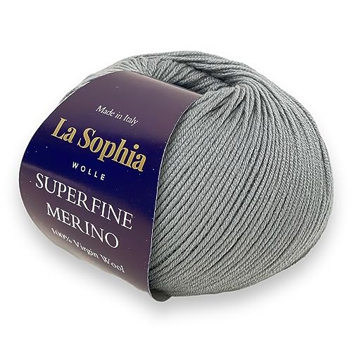 La Sophia Wolle |100% Merino Superfine (17 Mikrometer) |50g Merino Wolle zum Stricken oder Häkeln (SM1331 Elefantengrau) von La Sophia WOLLE