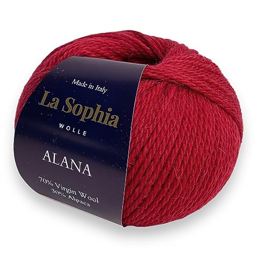 La Sophia Wolle | Alpaka mit Merino Mischung | 50g Alpaka Wolle zum Stricken oder Häkeln (AA004 Rot) von La Sophia WOLLE