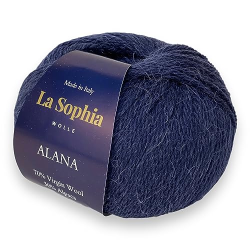 La Sophia Wolle | Alpaka mit Merino Mischung | 50g Alpaka Wolle zum Stricken oder Häkeln (AA2705 Dunkelblau) von La Sophia WOLLE