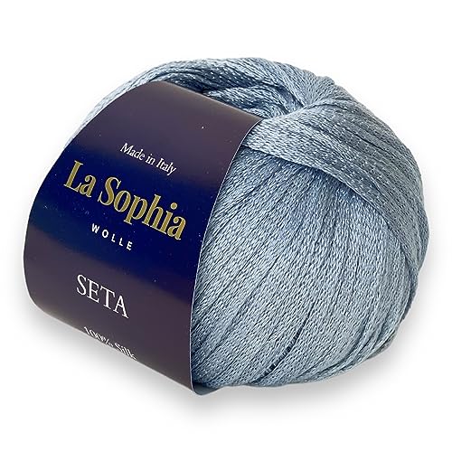 La Sophia Wolle | Seta 100% Seide Silk| 50g Seide zum Stricken oder Häkeln (ST6418 Topas Blau) von La Sophia WOLLE