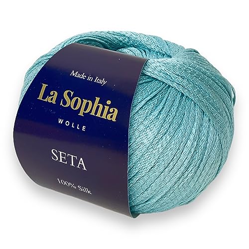 La Sophia Wolle | Seta 100% Seide Silk| 50g Seide zum Stricken oder Häkeln (ST6932 Aquamarin Blau) von La Sophia WOLLE