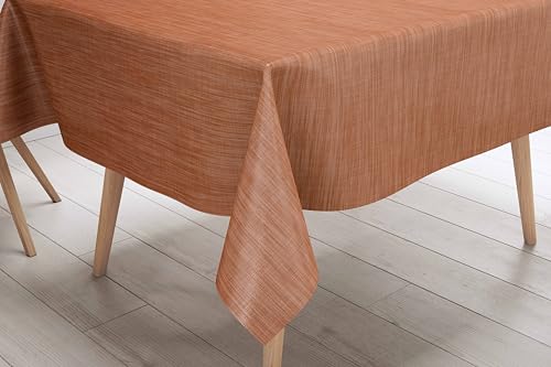 La biancheria per la casa Tischdecke Lima, Orange, Wachstuch, laminiert, PVC, waschbar, rutschfest, Leinenoptik, hergestellt in Italien, 140 x 360 x 24 Personen von La biancheria per la casa