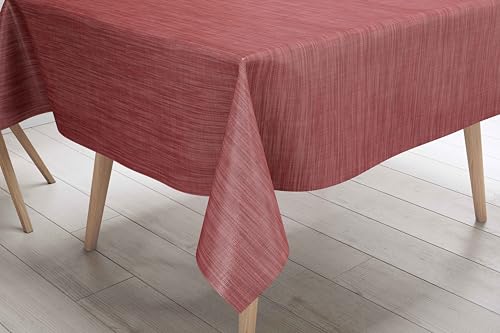 La biancheria per la casa Tischdecke Lima, rot, Wachstuch, laminiert, PVC, waschbar, rutschfest, Leinenoptik, hergestellt in Italien, 140 x 140 x 4 Personen von La biancheria per la casa