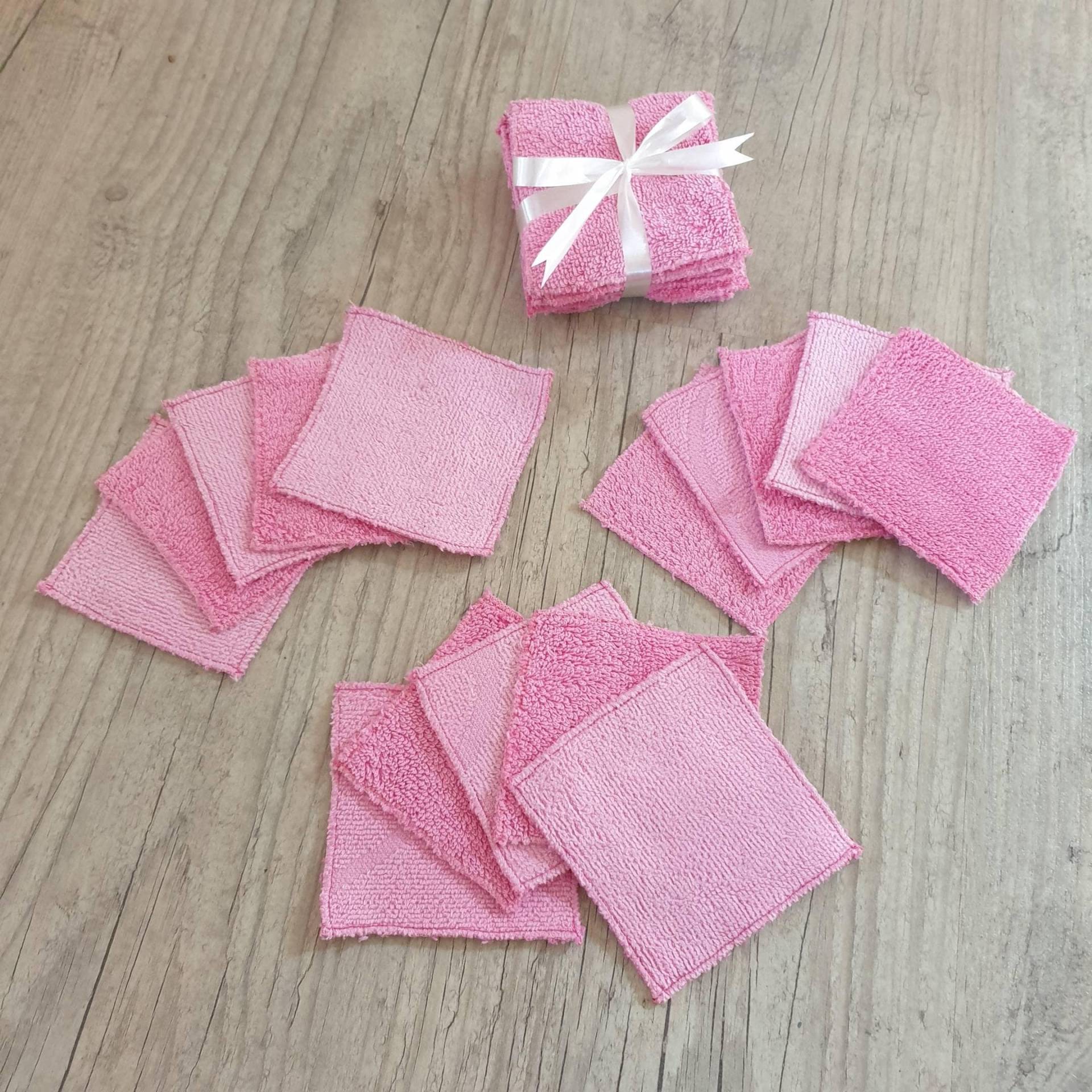 15 Waschbare Make-Up Entfernertücher, 2 Texturen, Recycelte Frottee-Baumwolle, Rosa, 8x8cm, 100% Baumwolle 15 Waschbare Make-Up Entfernertücher, 2 Texturen, Recycelte Frottee-Baumwolle, Rosa, 8x8cm, 100% Baumwolle von LaCabaneAuxTissus