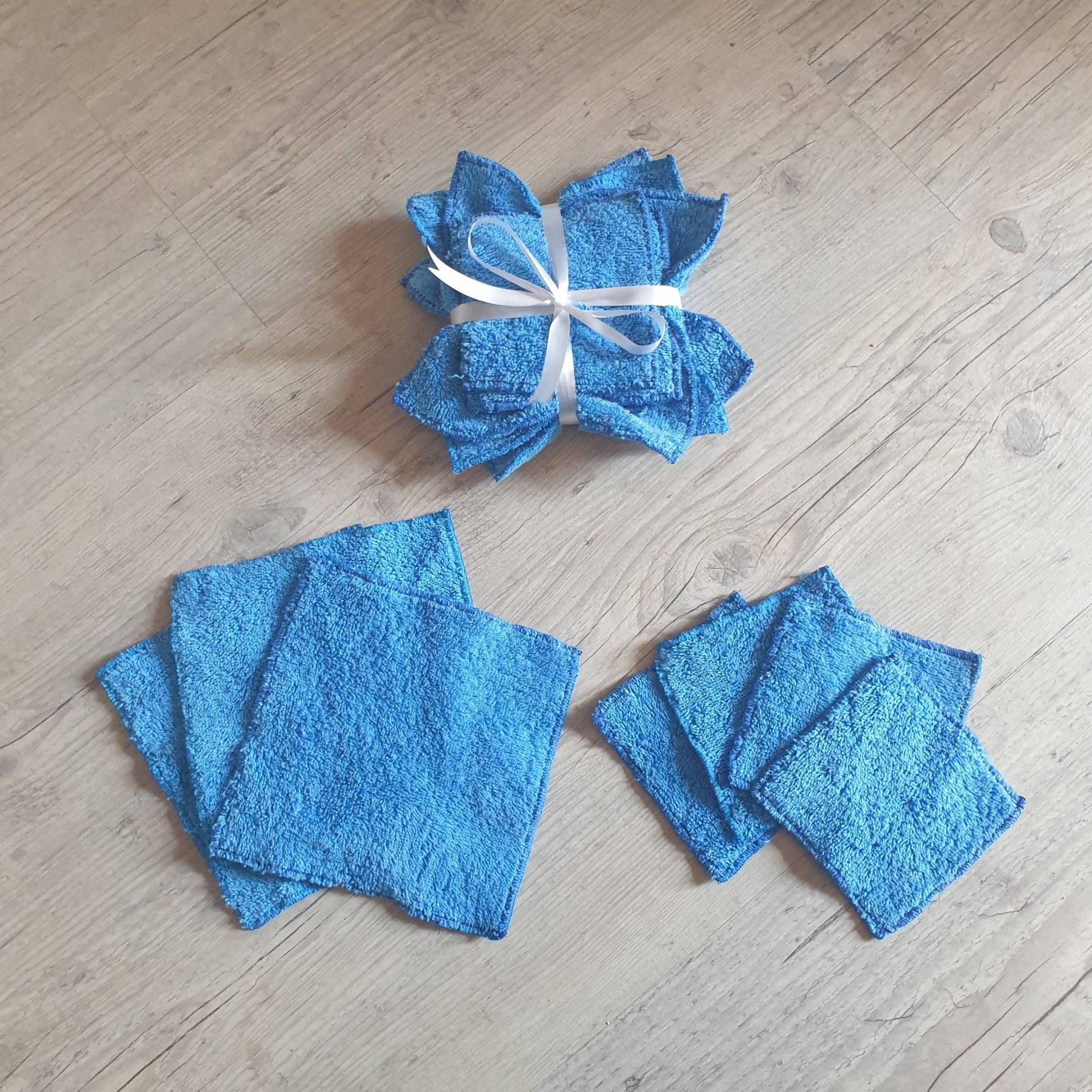 Set Aus 4 Waschbaren Babytüchern Und 3 Waschlappen, Recycelte Frottee-Baumwolle, Lagunenblau, 10x10cm 15x15cm, Upcycling, 100 % Baumwolle Set Aus 4 Waschbaren Babytüchern Und 3 Waschlappen, Recycelte Frottee-Baumwolle, Lagunenblau, 10x10cm 15x15cm, Upcycling, 100 % Baumwolle von LaCabaneAuxTissus