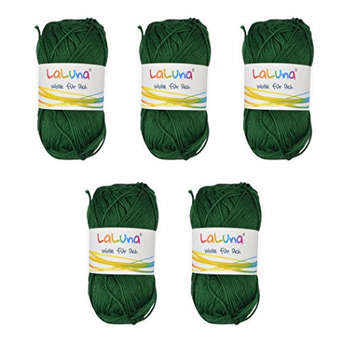 5er Pack Basic Wolle grün 100% Baumwolle 250g, Strick und Häkelgarn der Marke LaLuna® von LaLuna Die Wolle