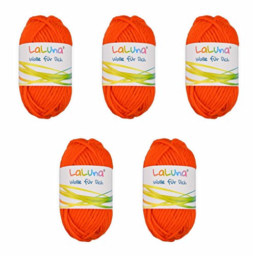 5er Pack Filz Wolle orange 100% Schurwolle 250g, Wolle zum Stricken und Filzen Marke: LaLuna® von LaLuna Die Wolle