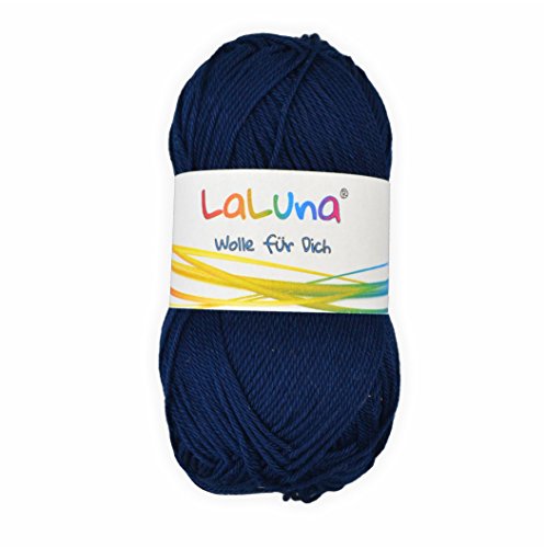 Basic Wolle dunkelblau 100% Baumwolle 50g - 125m, Strick und Häkelgarn der Marke LaLuna® von Creleo