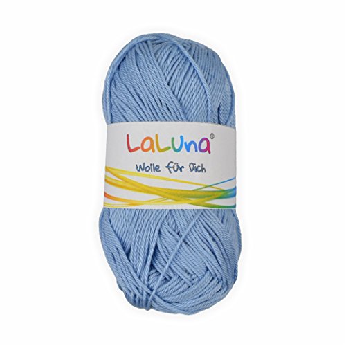 Basic Wolle hellblau 100% Baumwolle 50g - 125m, Strick und Häkelgarn der Marke LaLuna® von Creleo