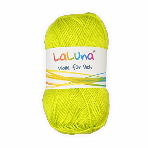 Basic Wolle neon gelb 100% Baumwolle 50g - 125m, Strick und Häkelgarn der Marke LaLuna® von Creleo