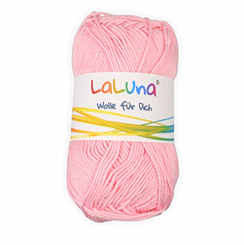 Basic Wolle rosa 100% Baumwolle 50g - 125m, Strick und Häkelgarn der Marke LaLuna® von Creleo