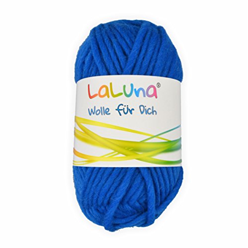 Filz Wolle mittelblau 100% Schurwolle 50g - 50 Meter, Wolle zum Stricken und Filzen Marke: LaLuna® von LaLuna Die Wolle