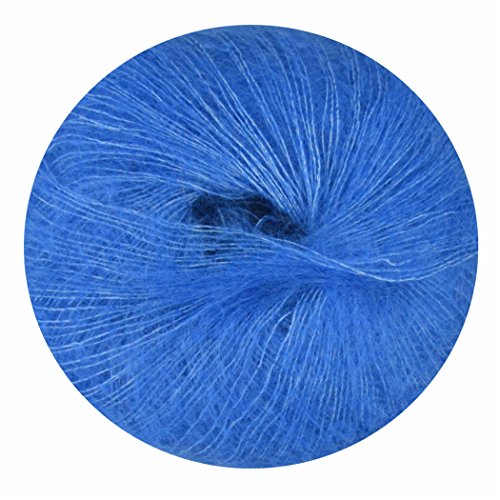 Mohair Wolle mit Seide blau 70/30 25g - 210 Meter, zum Stricken und Häkeln Marke: LaLuna® von Creleo