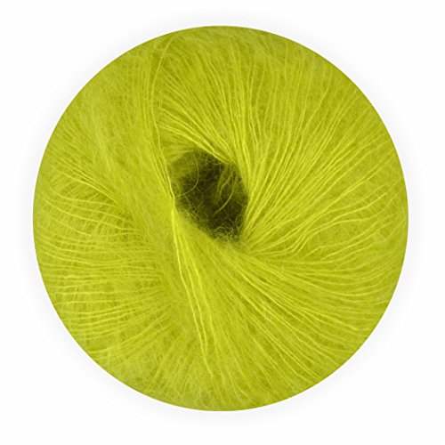 Mohair Wolle mit Seide maigrün 70/30 25g - 210 Meter, zum Stricken und Häkeln Marke: LaLuna® von Creleo