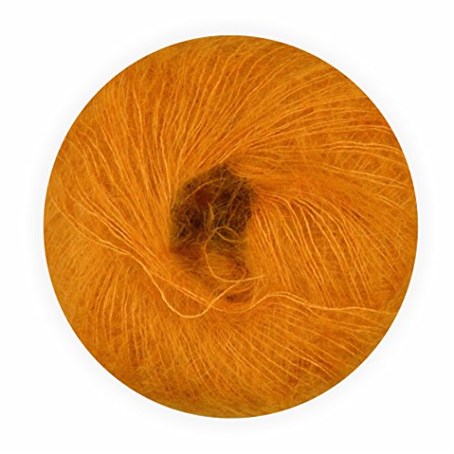 Mohair Wolle mit Seide orange 70/30 25g - 210 Meter, zum Stricken und Häkeln Marke: LaLuna® von Creleo