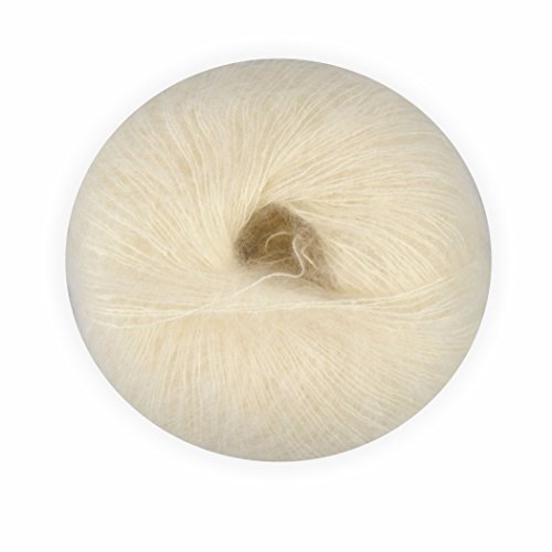 Mohair Wolle mit Seide weiss 70/30 25g - 210 Meter, zum Stricken und Häkeln Marke: LaLuna® von LaLuna Die Wolle