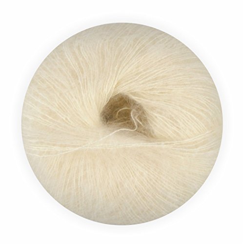 Mohair Wolle mit Seide wollweiss 70/30 25g - 210 Meter, zum Stricken und Häkeln Marke: LaLuna® von LaLuna Die Wolle