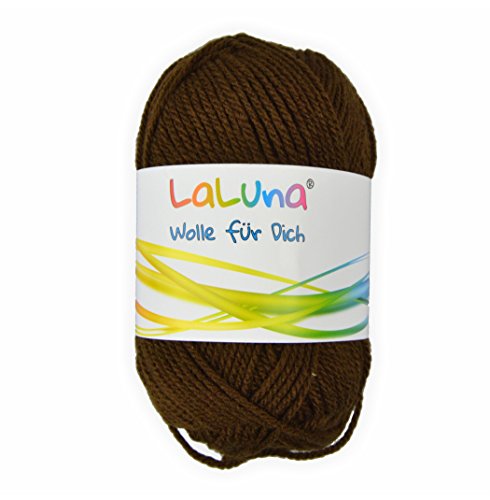 Uni Wolle braun 100% Polyacryl Wolle 50g - 135m, Garn zum Stricken & Häkeln, Marke: LaLuna® von LaLuna Die Wolle
