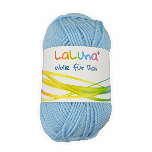Uni Wolle eisblau 100% Polyacryl Wolle 50g - 135m, Garn zum Stricken & Häkeln, Marke: LaLuna® von Creleo
