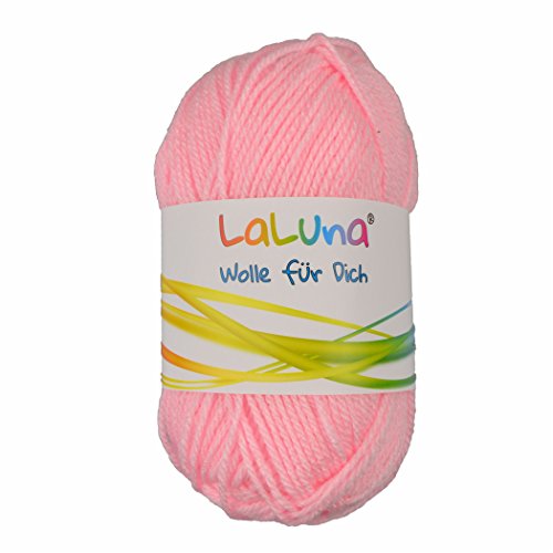 Uni Wolle rosa 100% Polyacryl Wolle 50g - 135m, Garn zum Stricken & Häkeln, Marke: LaLuna® von LaLuna Die Wolle