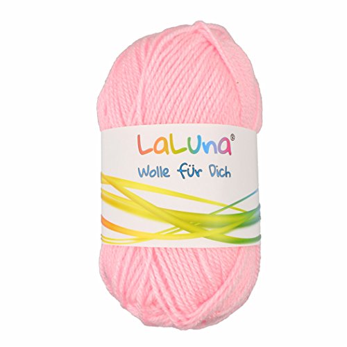 Uni Wolle rose 100% Polyacryl Wolle 50g - 135m, Garn zum Stricken & Häkeln, Marke: LaLuna® von Creleo