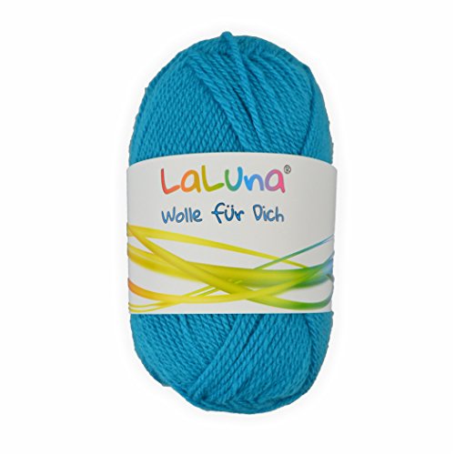Uni Wolle türkis 100% Polyacryl Wolle 50g - 135m, Garn zum Stricken & Häkeln, Marke: LaLuna® von LaLuna Die Wolle