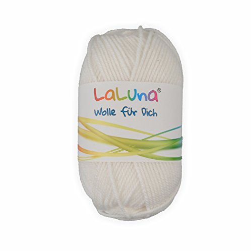 Uni Wolle weiss 100% Polyacryl Wolle 50g - 135m, Garn zum Stricken & Häkeln, Marke: LaLuna® von LaLuna Die Wolle