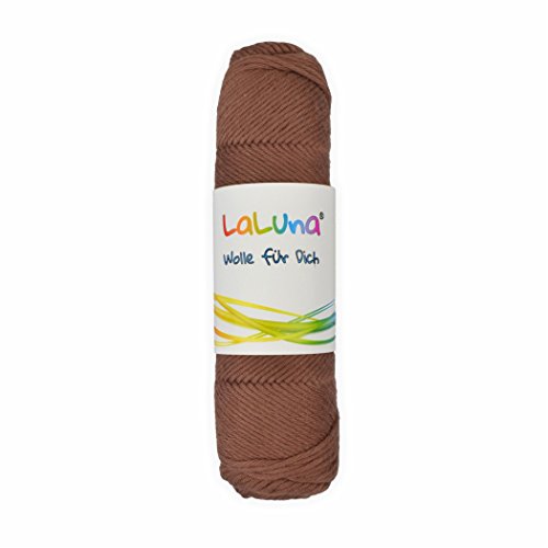 Wolle uni Serie -Florida- braun 100% Baumwolle 50g, Häkelgarn Schulgarn Topflappengarn Marke: LaLuna® von LaLuna Die Wolle