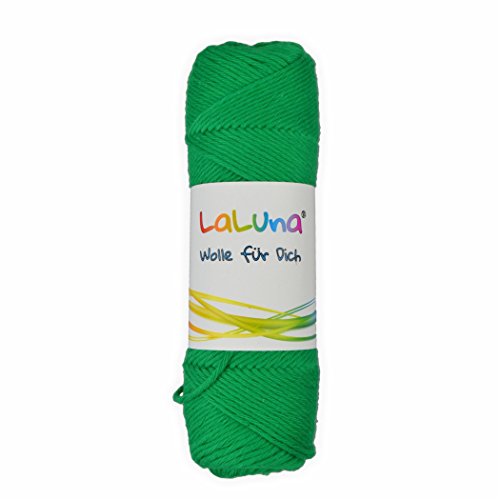 Wolle uni Serie -Florida- grün 100% Baumwolle 50g, Häkelgarn Schulgarn Topflappengarn Marke: LaLuna® von Creleo
